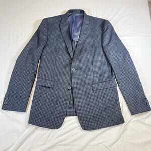 Penguin Blazer Blue Jacket 44L Blue Plaid Stretch Men’s Sport Coat